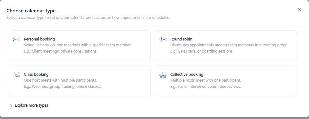 Personal, round-robin, class or collective booking