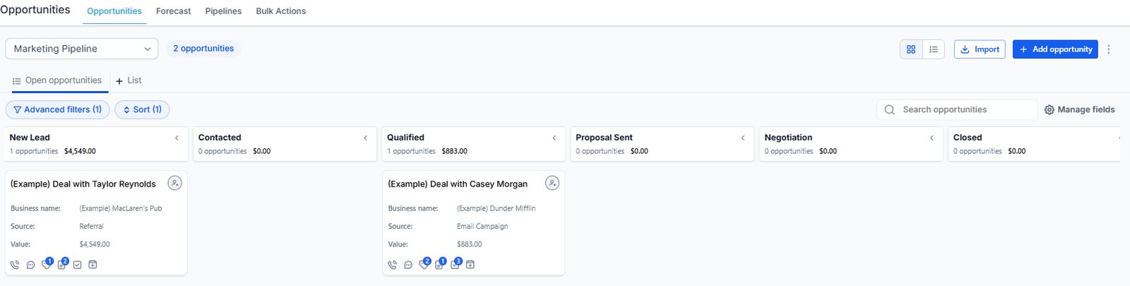 Drag-and-drop pipeline with your own stages and deal values