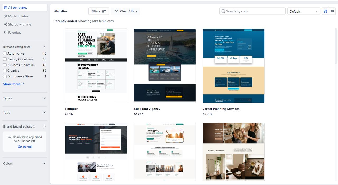 609 templates to start from, on a domain you own