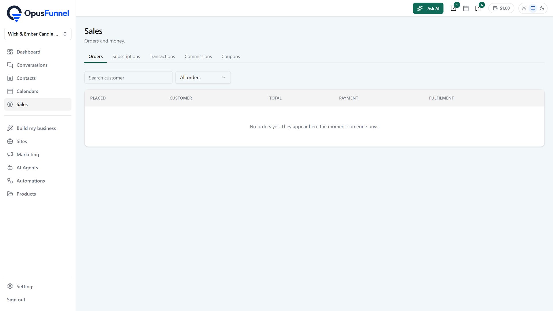 Sales: orders, subscriptions, transactions, commissions and coupons