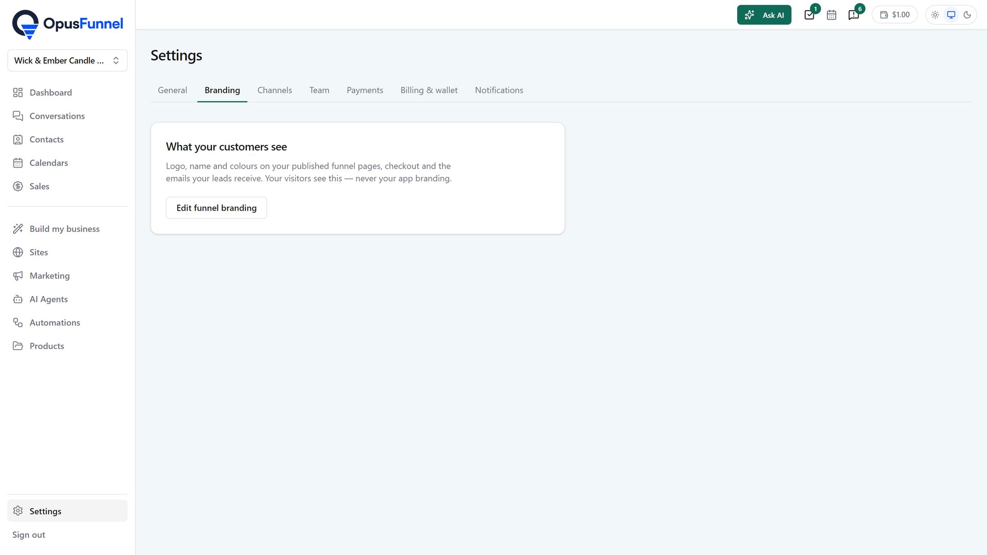 Settings › Branding