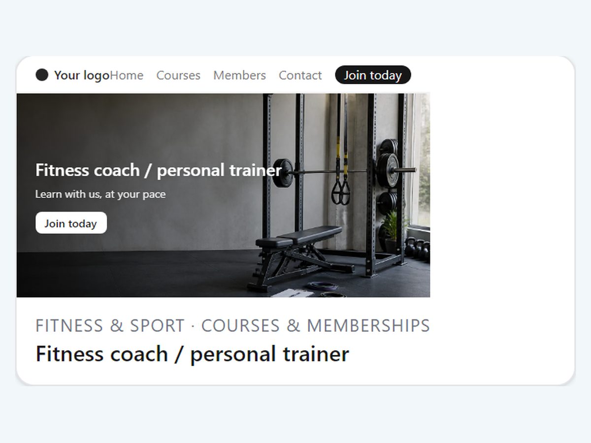 Fitness coach snapshot template: courses and memberships